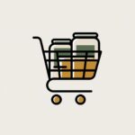 a shopping cart with jars in it
